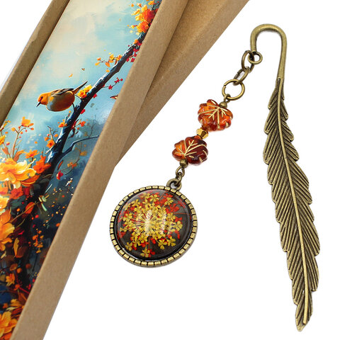 zakładka do ksiażki z kwiatami jesienna na prezent