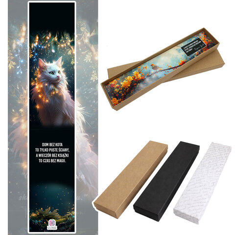 Srebrna zakładka do książki z metalowym trzonem w kwiaty i motyle, niebieskimi koralikami oraz zawieszką z autorską grafiką białego długowłosego kota Srebrna zakładka do książki z metalowym trzonem w kwiaty i motyle, niebieskimi koralikami oraz zawieszką z autorską grafiką białego długowłosego kota