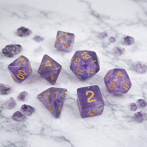 Zestaw kości RPG Mystic Violet fioletowe holograficzne Zestaw kości RPG Mystic Violet fioletowe holograficzne