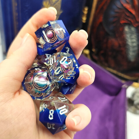 Zestaw kości wielościennych RPG planety galaktyczne ostre DnD