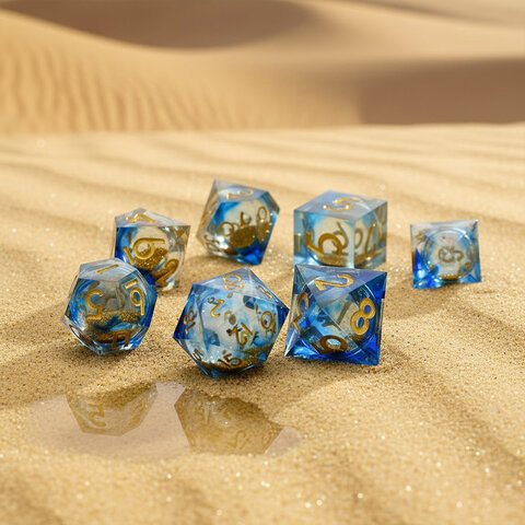Zestaw kości wielościennych RPG płynny środek piasek pustynia DnD