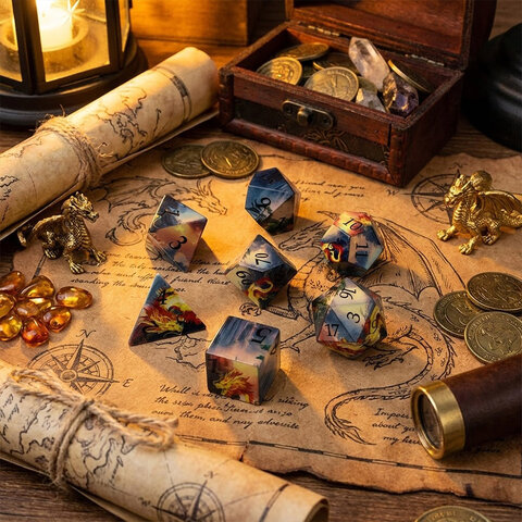 Zestaw kości RPG smok orientalny fantasy semi sharp DnD