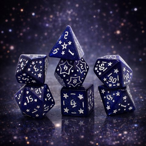 Kości RPG gwiezdne granatowe – zestaw kości wielościennych DnD