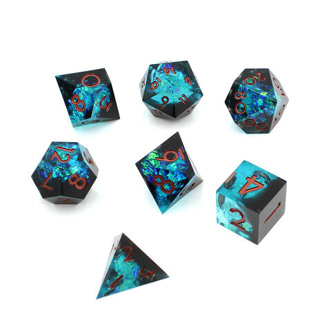 Zestaw kości wielościennych RPG holograficzne premium ostre DnD