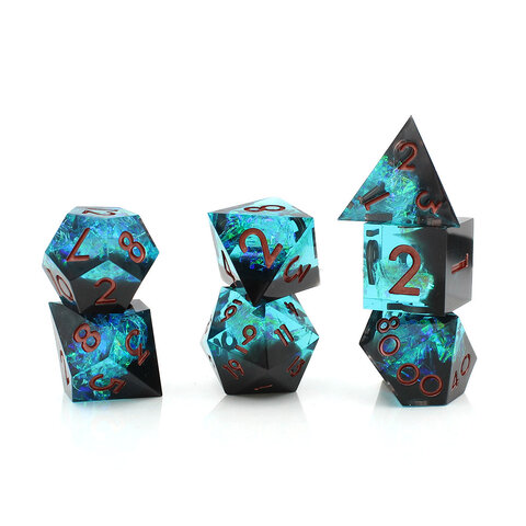 Zestaw kości wielościennych RPG holograficzne premium ostre DnD