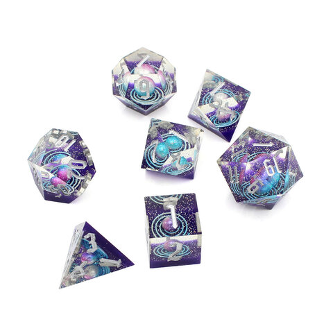 Zestaw kości wielościennych RPG planety Dice Galaxy ostre DnD