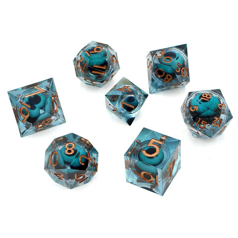 Zestaw kości wielościennych RPG płynny rdzeń oczy horror ostre DnD