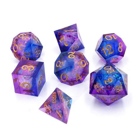 Kości RPG fioletowo niebieskie – zestaw kości wielościennych do DnD
